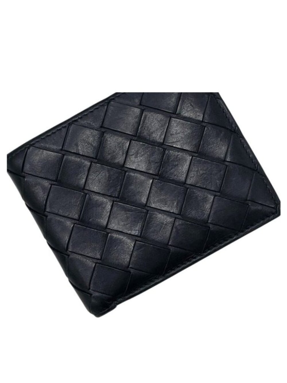 Bottega Veneta Bifold Wallet Intrecciato Leather Black Blue
